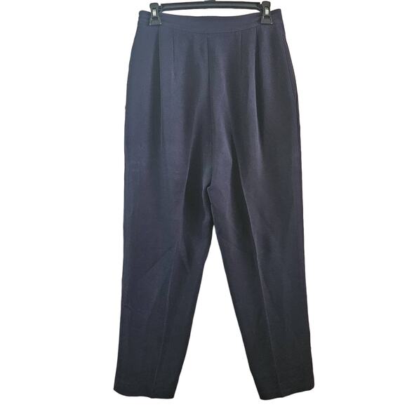 Navy Blue Pleated Front Dress Pants Size 8 - Picture 2 of 4